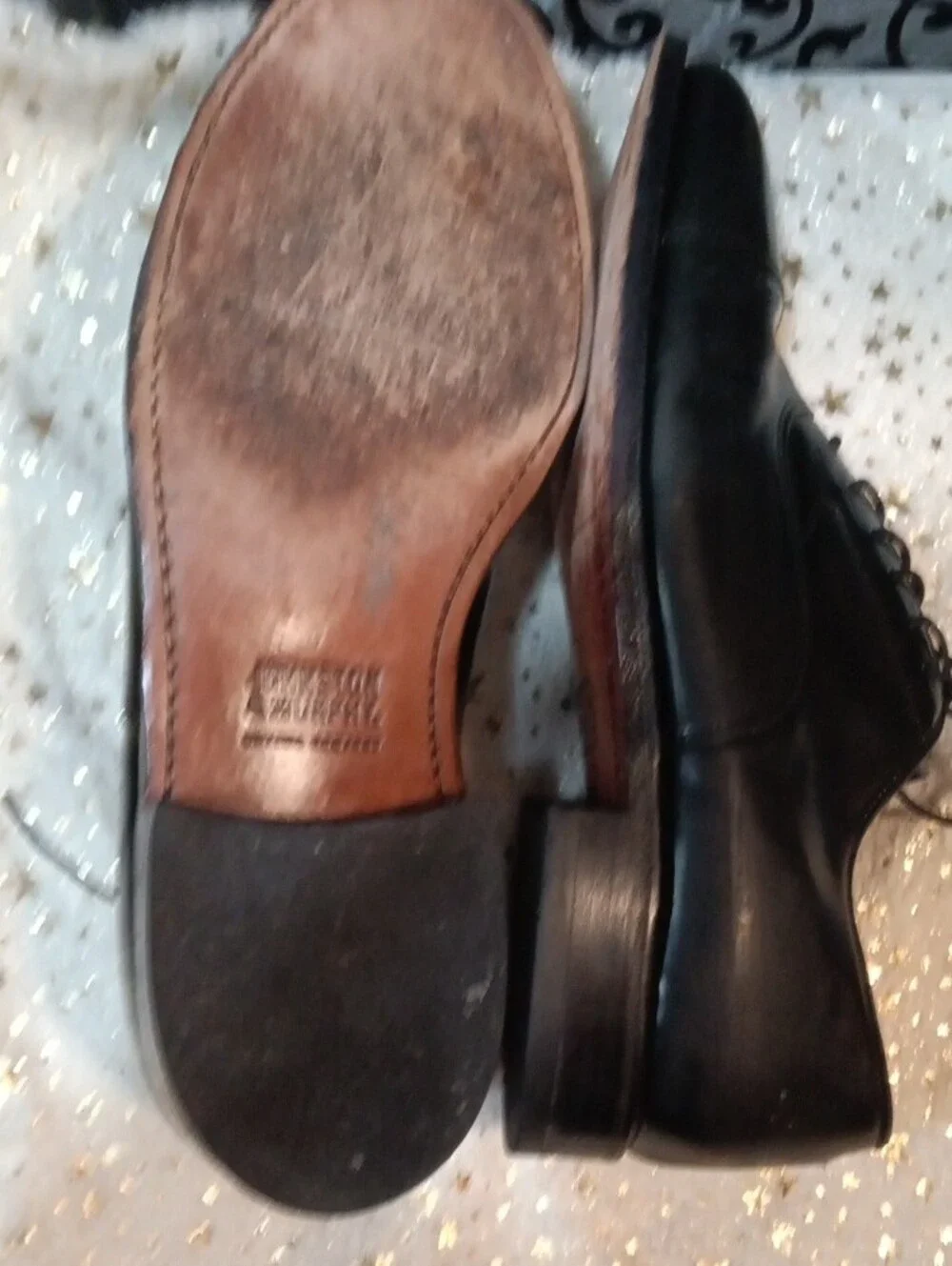 Johnston & Murphy Black Leather Cap-Toe Oxfords